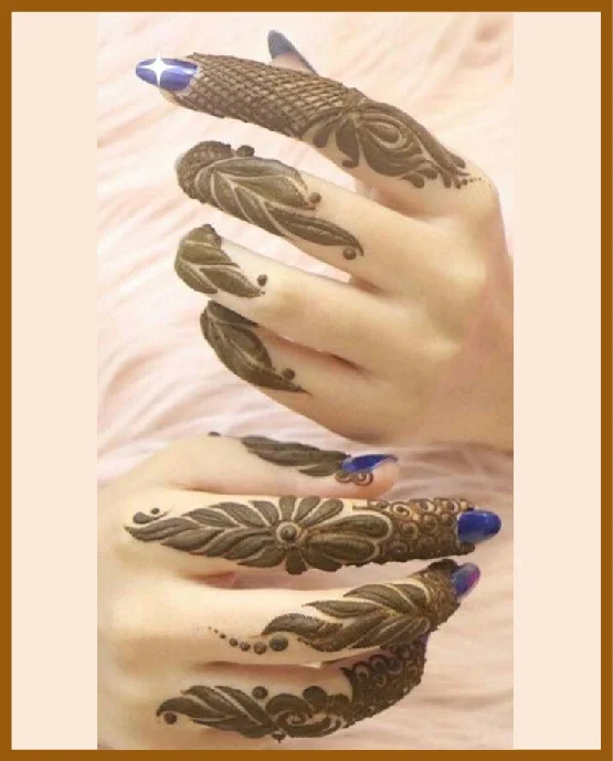 Finger Mehndi In Aesthetic Back Hand Style